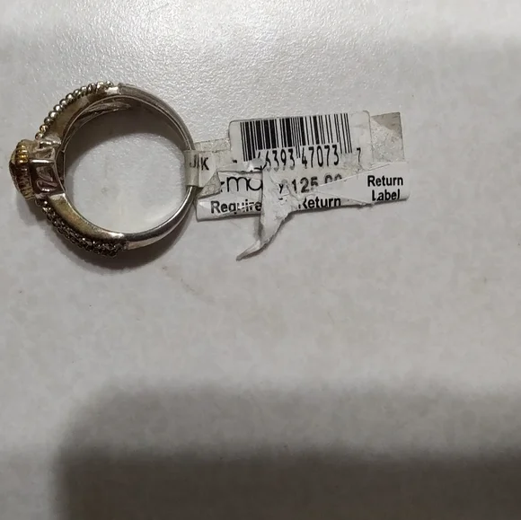 Judith Jack Ring Marcasite Silver Gold with Gem Size 7 - Picture 15 of 16